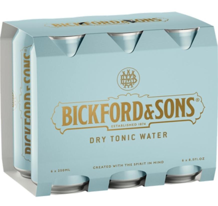 Bickfords & Sons Tonic Water Cans (carton/6pack) 250mL