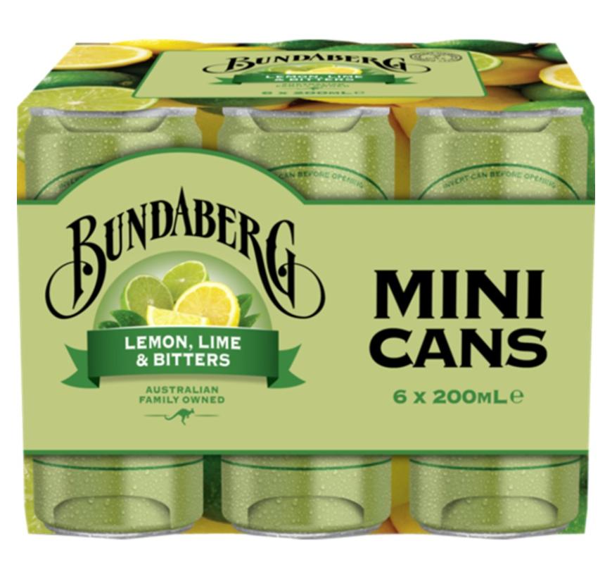Bundaberg Lemon Lime Bitters Mini Cans (carton/6pack) 200ml